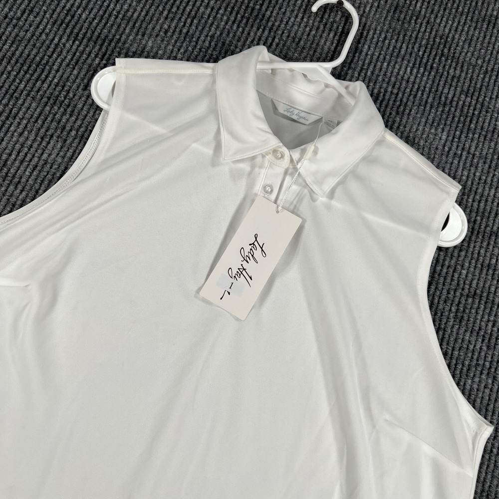 Lady Hagen Shirt Womens XL Extra Large White Sleeveless Golf Polo Casual New